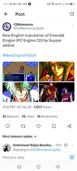 Jeu PC Engine / TurboGrafx-16 : EMERALD DRAGON - Version Japonaise - État Correct